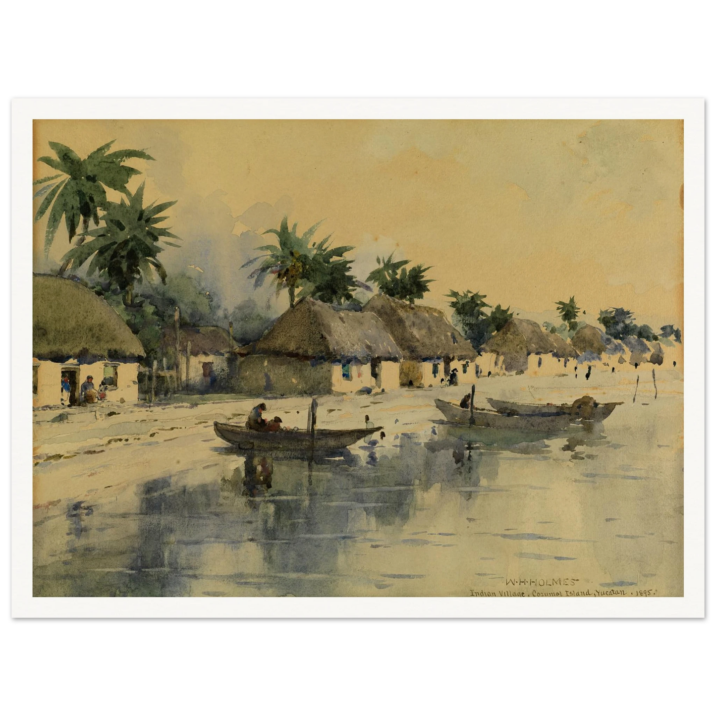 Indian Village, Cozumel Island, Yucatan Art Print | William Henry Holmes - Framed Poster - 30x40 cm / 12x16″ - Black frame