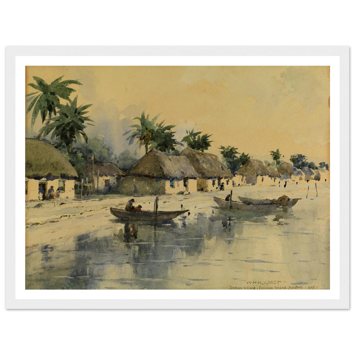 Indian Village, Cozumel Island, Yucatan Art Print | William Henry Holmes - Framed Poster - 30x40 cm / 12x16″ - Black frame
