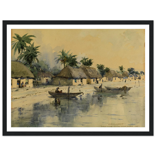 Indian Village, Cozumel Island, Yucatan Art Print | William Henry Holmes - Framed Poster - 30x40 cm / 12x16″ - Black frame