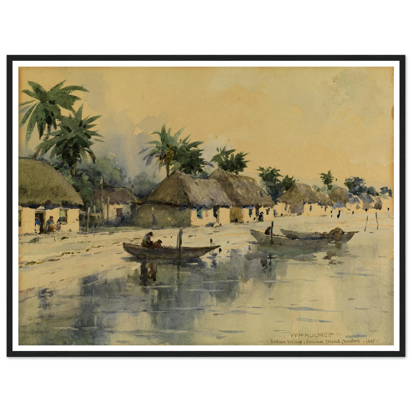 Indian Village, Cozumel Island, Yucatan Art Print | William Henry Holmes - Framed Poster - 30x40 cm / 12x16″ - Black frame