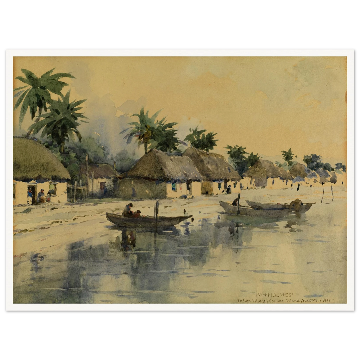 Indian Village, Cozumel Island, Yucatan Art Print | William Henry Holmes - Framed Poster - 30x40 cm / 12x16″ - Black frame