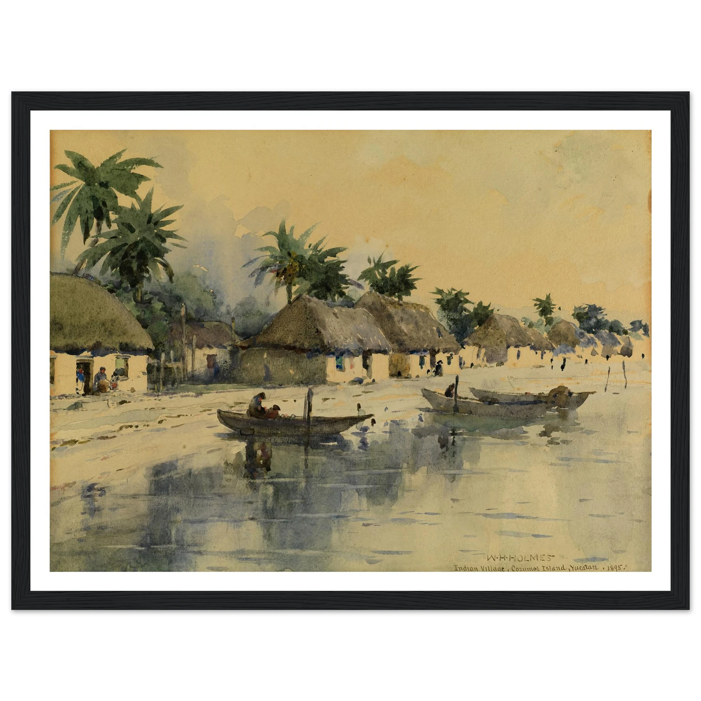 Indian Village, Cozumel Island, Yucatan Art Print | William Henry Holmes - Framed Poster - 30x40 cm / 12x16″ - Black frame