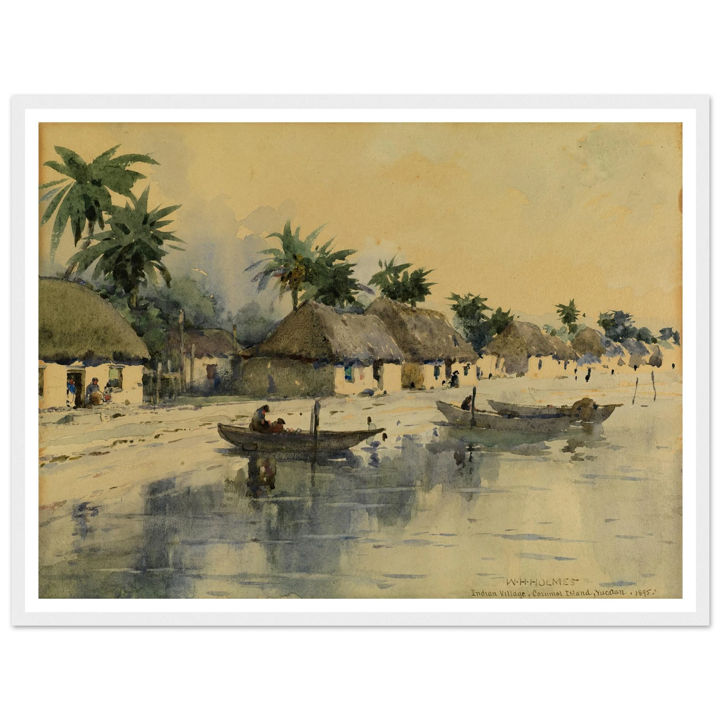 Indian Village, Cozumel Island, Yucatan Art Print | William Henry Holmes - Framed Poster - 30x40 cm / 12x16″ - Black frame