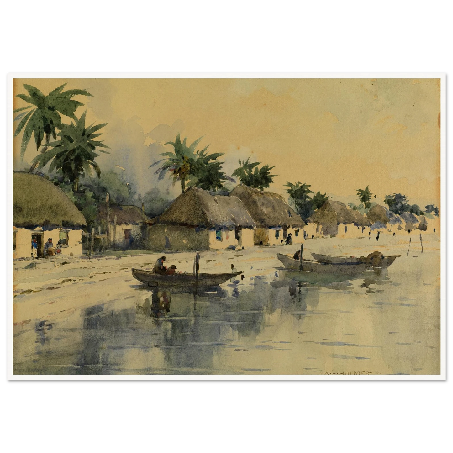 Indian Village, Cozumel Island, Yucatan Art Print | William Henry Holmes - Framed Poster - 30x40 cm / 12x16″ - Black frame