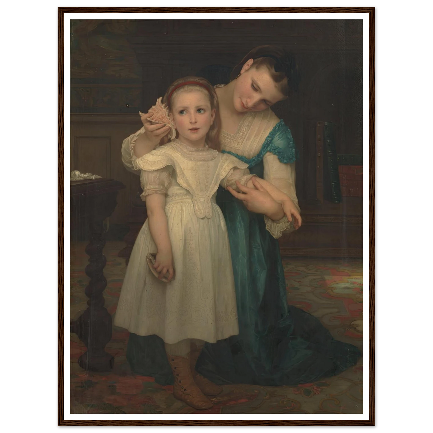 Indoors (1840-1905) Art Print | William Bouguereau - Framed Poster - 30x40 cm / 12x16″ - Black frame