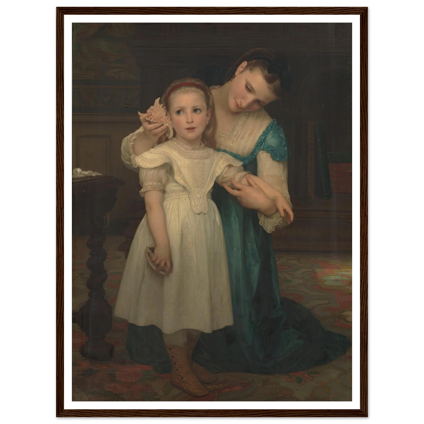 Indoors (1840-1905) Art Print | William Bouguereau - Framed Poster - 30x40 cm / 12x16″ - Black frame