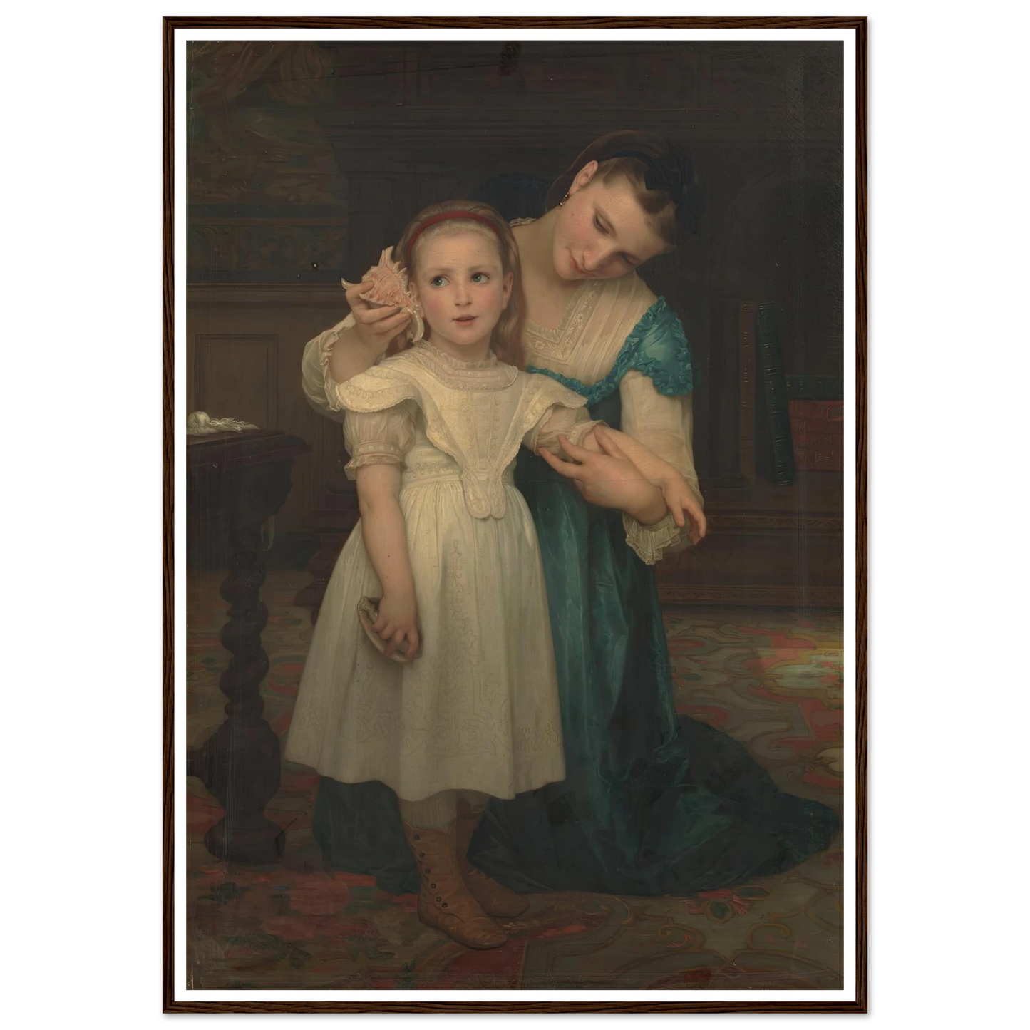 Indoors (1840-1905) Art Print | William Bouguereau - Framed Poster - 30x40 cm / 12x16″ - Black frame