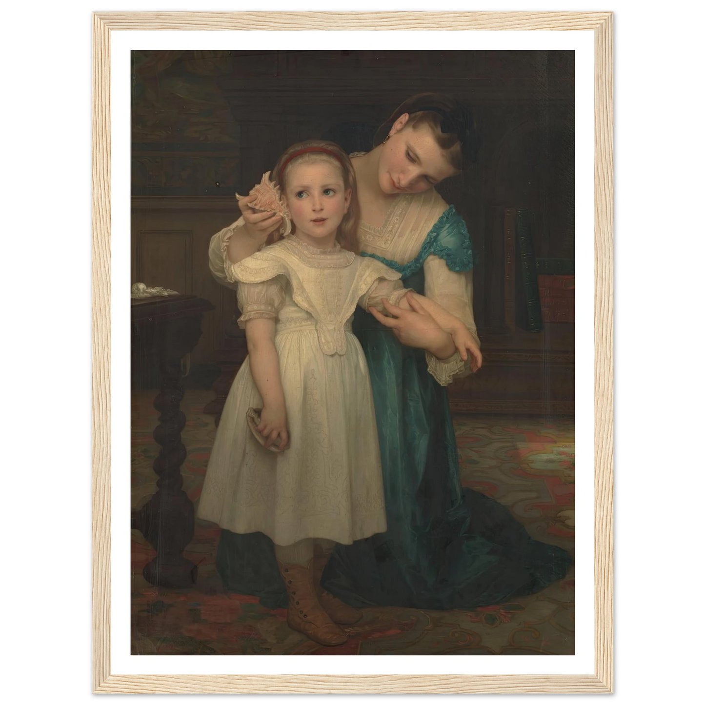 Indoors (1840-1905) Art Print | William Bouguereau - Framed Poster - 30x40 cm / 12x16″ - Black frame