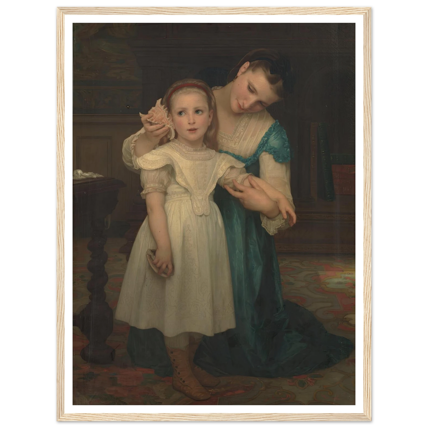 Indoors (1840-1905) Art Print | William Bouguereau - Framed Poster - 30x40 cm / 12x16″ - Black frame