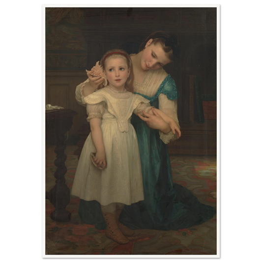 Indoors (1840-1905) Art Print | William Bouguereau - Framed Poster - 30x40 cm / 12x16″ - Black frame