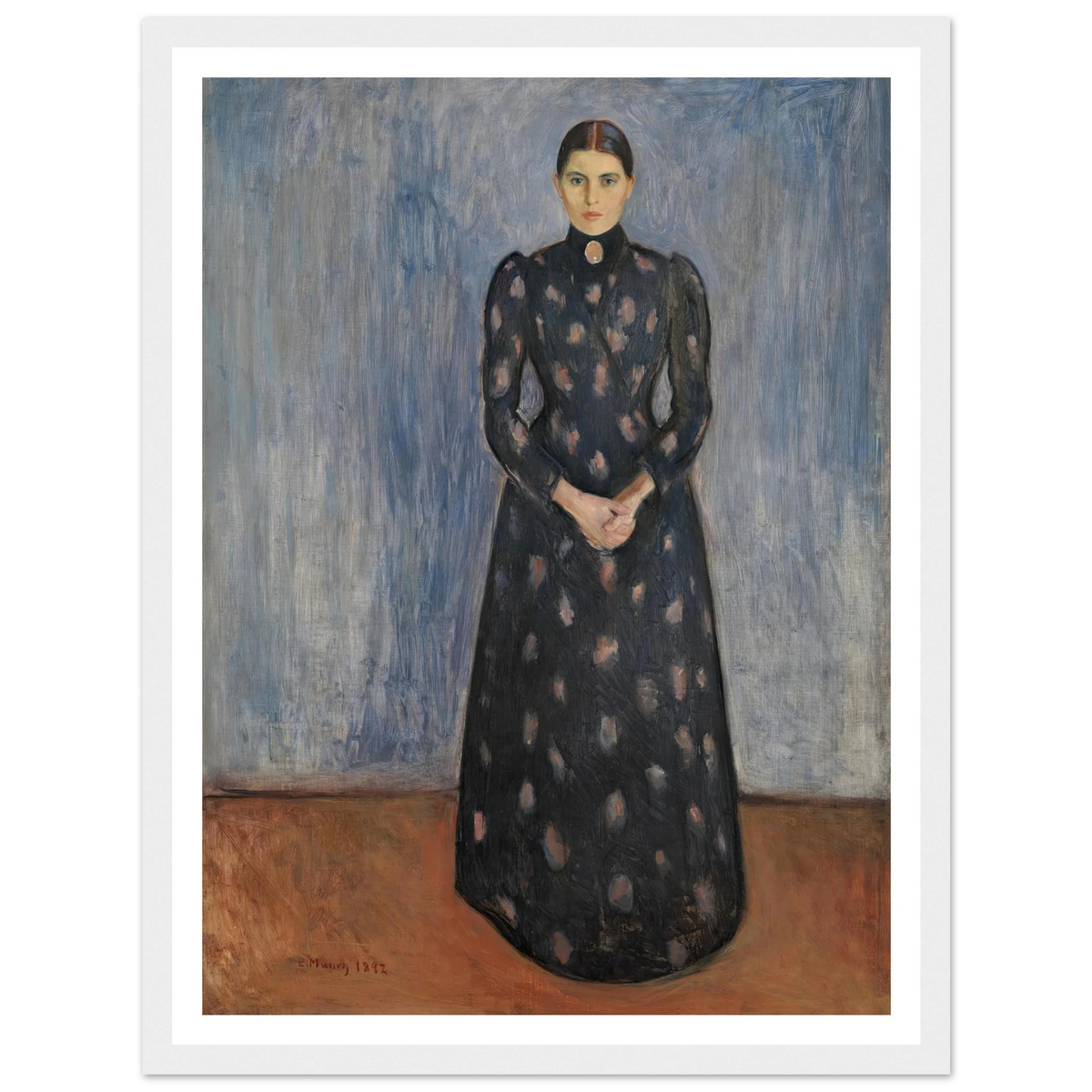 Inger in Black and Violet (1892) Art Print | Edvard Munch - Framed Poster - 30x40 cm / 12x16″ - Black frame