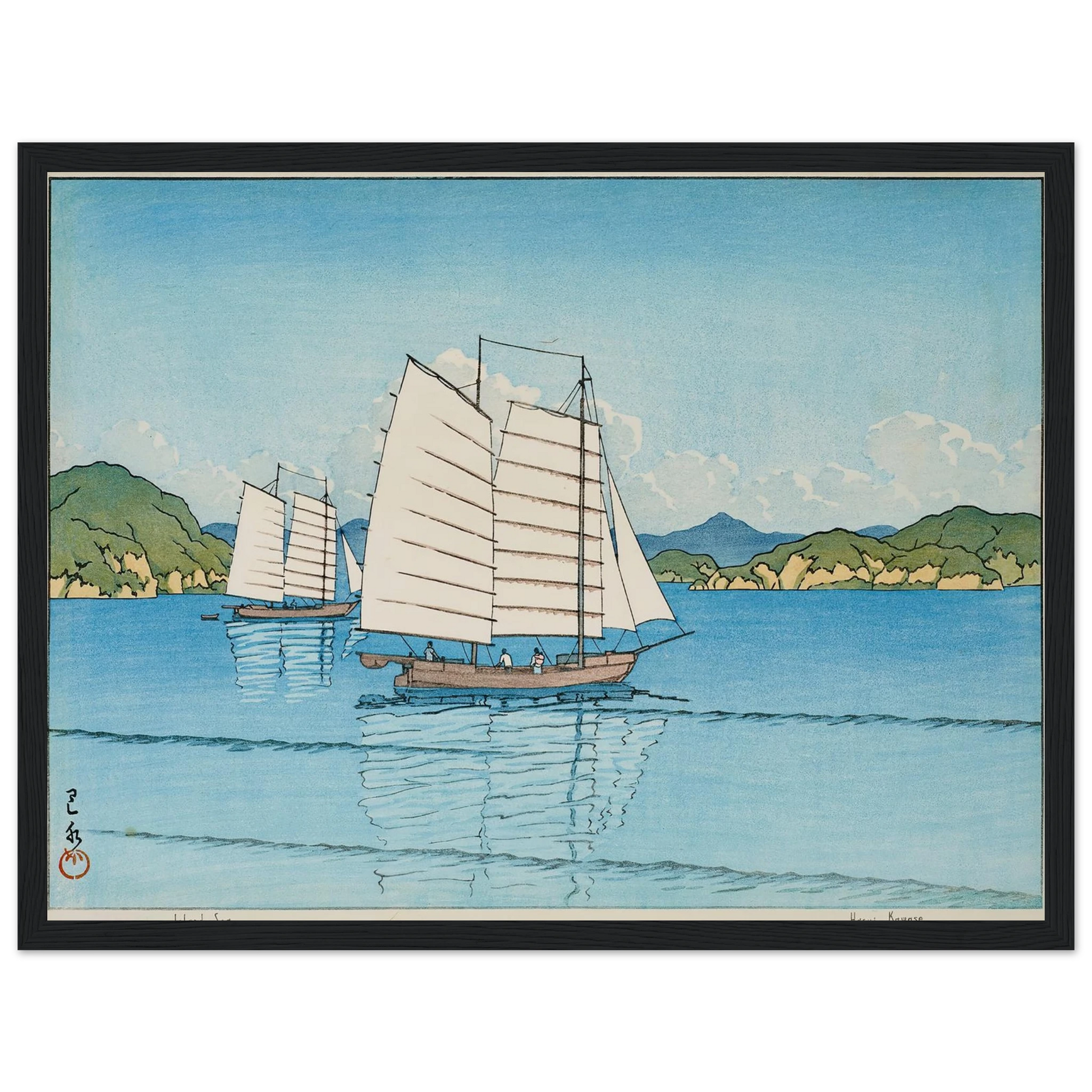 Inland Sea (1952) Art Print | Kawase Hasui - Framed Poster - 30x40 cm / 12x16″ - Black frame