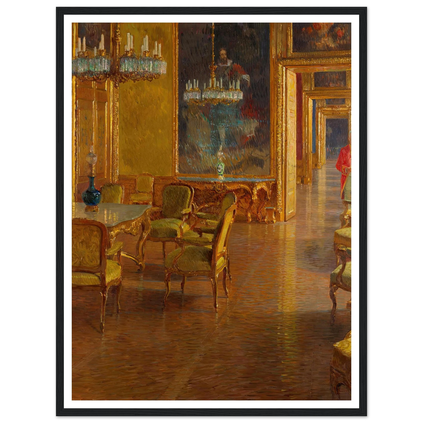 Interieur im Winterpalais des Prinzen Eugen von Savoyen in der Himmelpfortgasse (1907-1908) Art Print | Carl Moll - Framed Poster - 30x40 cm / 12x16″ - Black frame