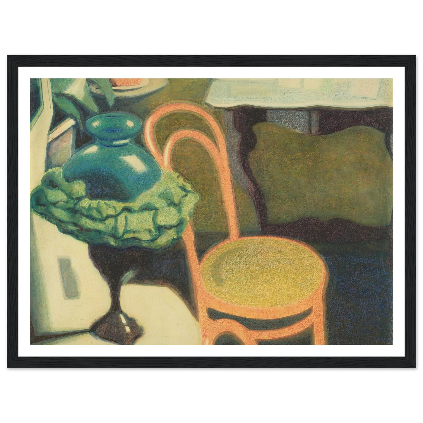 Interieur met stoel en opaline lamp (1909) Art Print | Leon Spilliaert - Framed Poster - 30x40 cm / 12x16″ - Black frame