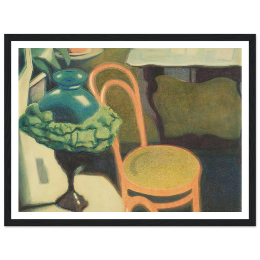 Interieur met stoel en opaline lamp (1909) Art Print | Leon Spilliaert - Framed Poster - 30x40 cm / 12x16″ - Black frame