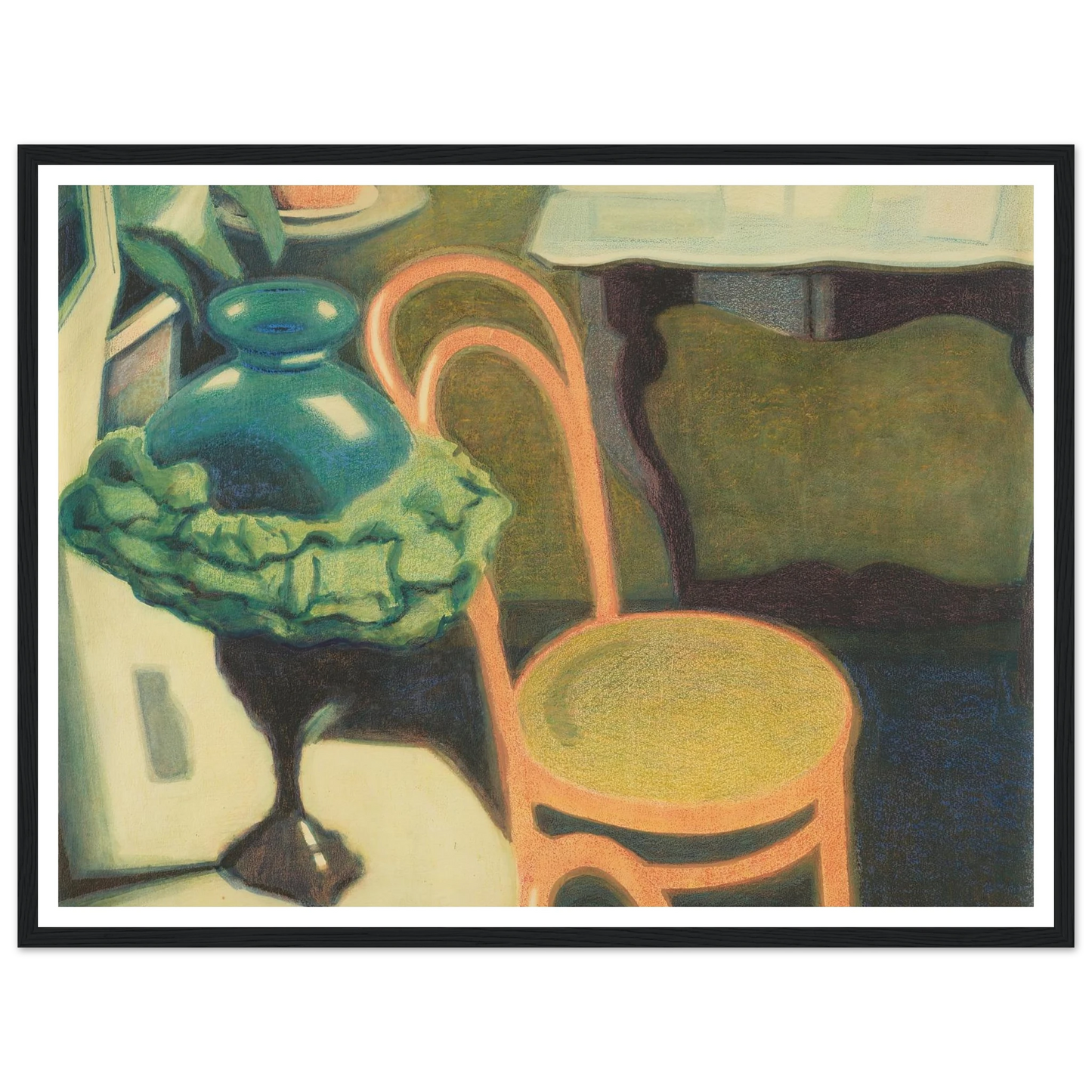 Interieur met stoel en opaline lamp (1909) Art Print | Leon Spilliaert - Framed Poster - 30x40 cm / 12x16″ - Black frame
