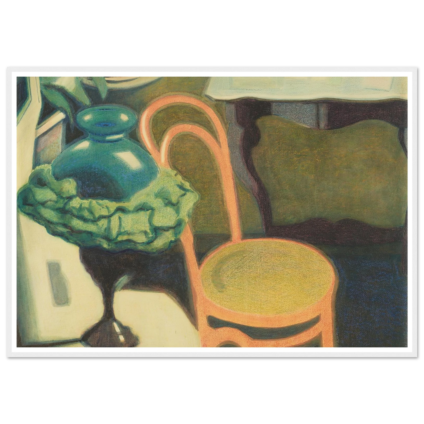 Interieur met stoel en opaline lamp (1909) Art Print | Leon Spilliaert - Framed Poster - 30x40 cm / 12x16″ - Black frame