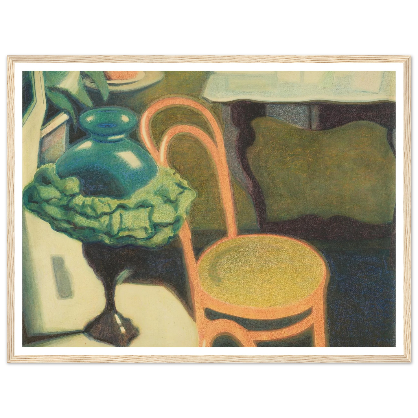 Interieur met stoel en opaline lamp (1909) Art Print | Leon Spilliaert - Framed Poster - 30x40 cm / 12x16″ - Black frame