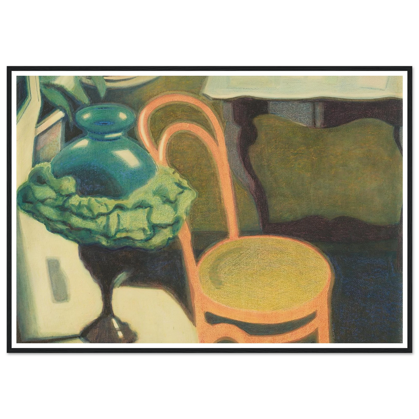 Interieur met stoel en opaline lamp (1909) Art Print | Leon Spilliaert - Framed Poster - 30x40 cm / 12x16″ - Black frame