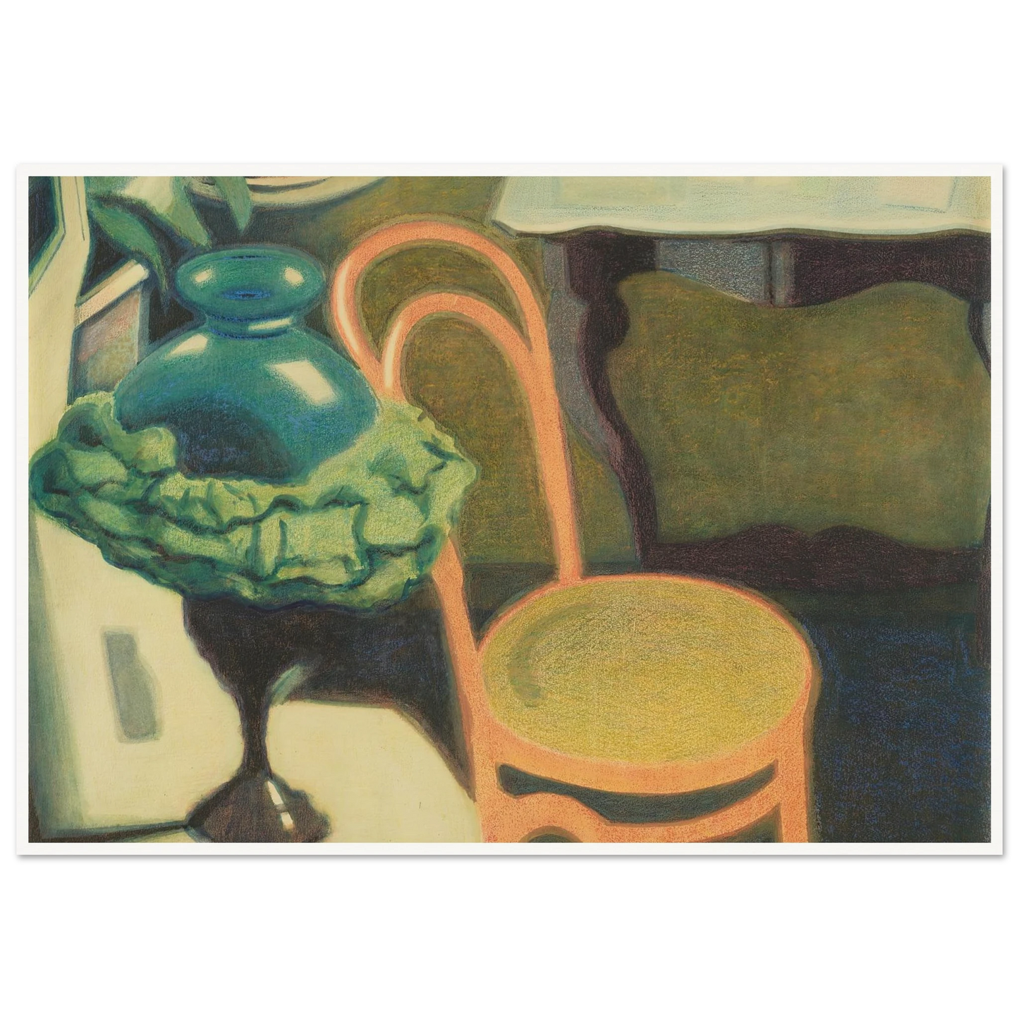 Interieur met stoel en opaline lamp (1909) Art Print | Leon Spilliaert - Framed Poster - 30x40 cm / 12x16″ - Black frame