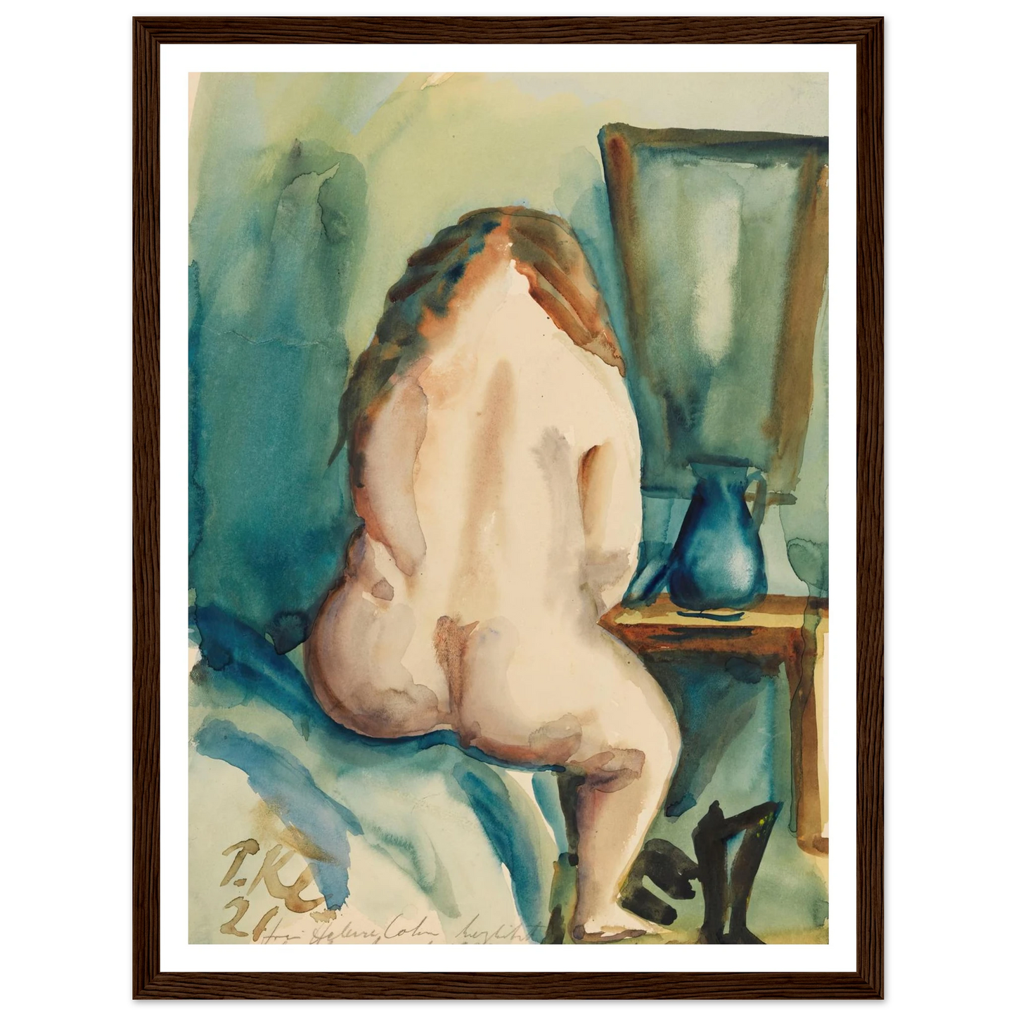 Interieur mit weiblichem Rückenakt (1921) Art Print | Paul Kleinschmidt - Framed Poster - 30x40 cm / 12x16″ - Black frame