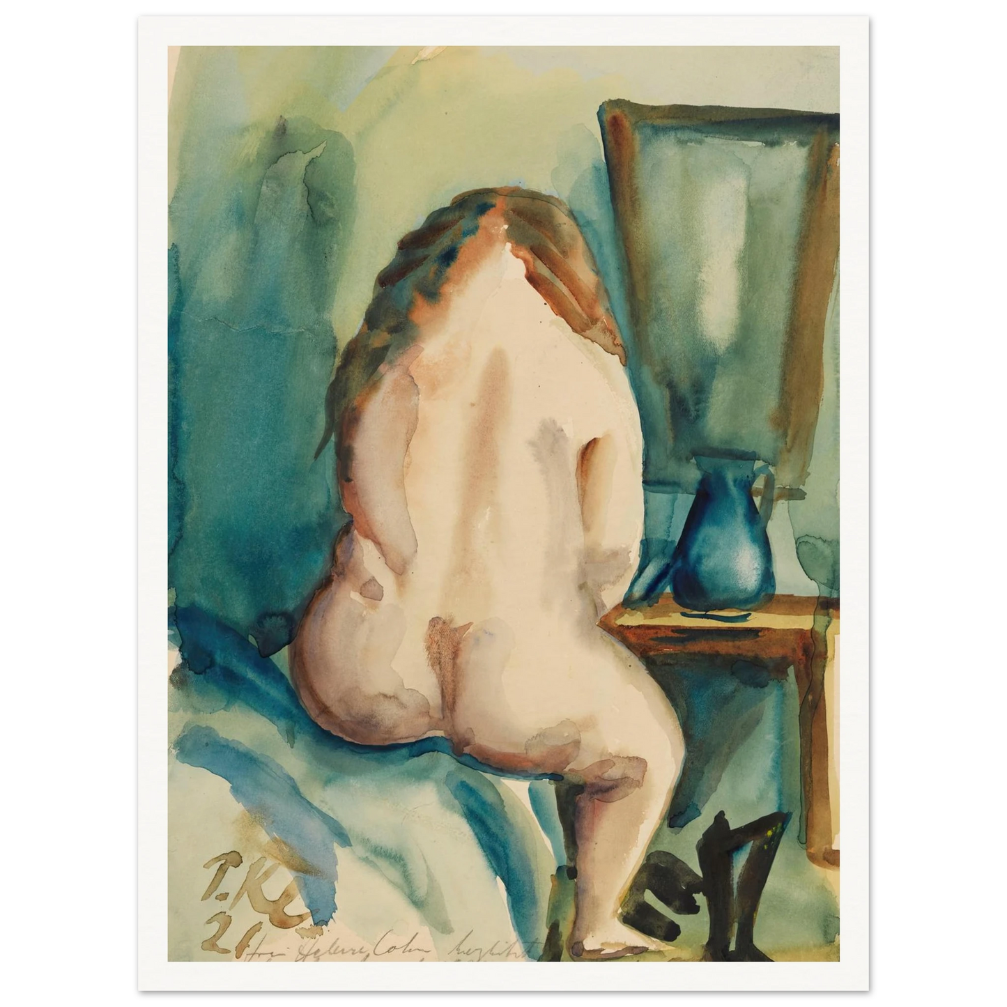 Interieur mit weiblichem Rückenakt (1921) Art Print | Paul Kleinschmidt - Framed Poster - 30x40 cm / 12x16″ - Black frame