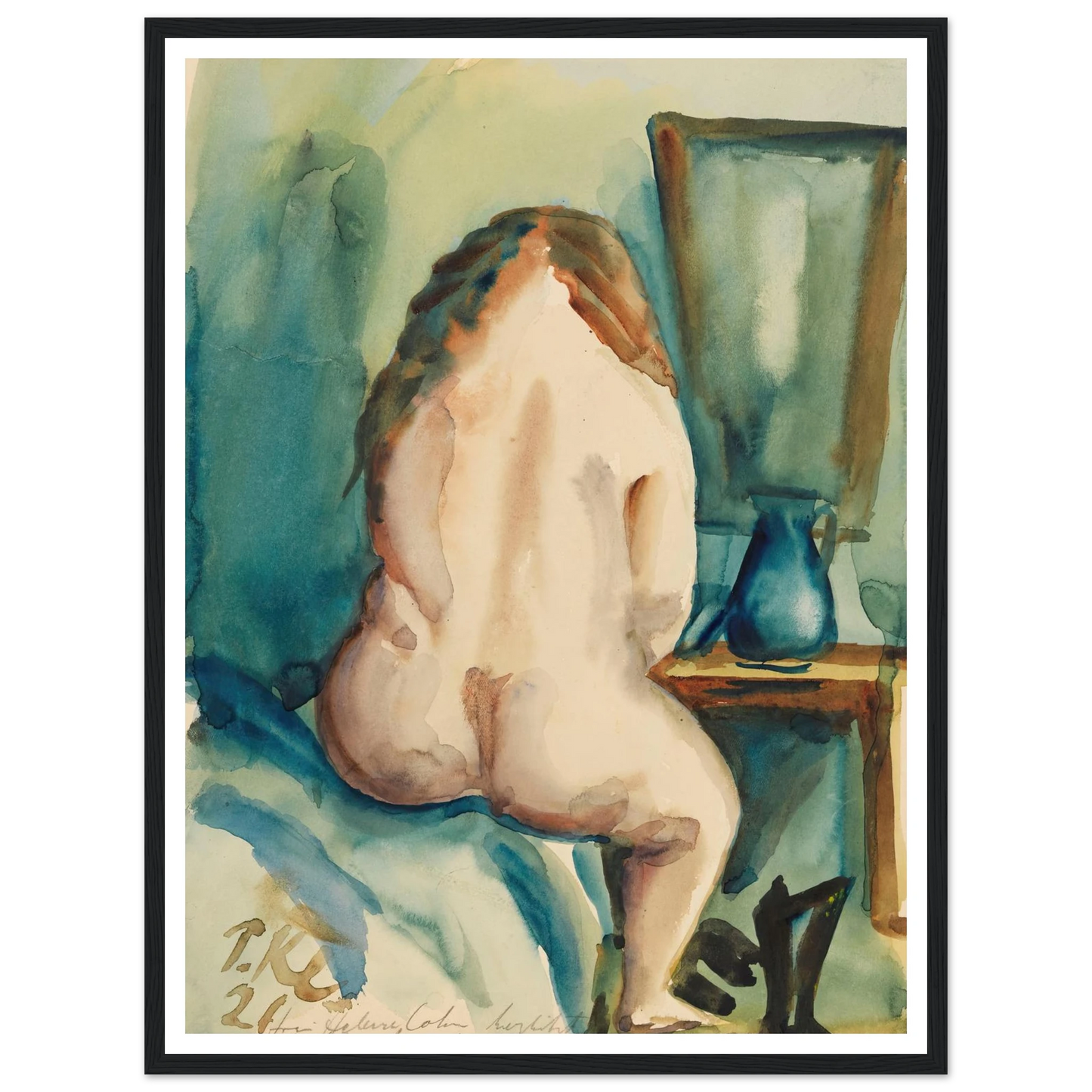 Interieur mit weiblichem Rückenakt (1921) Art Print | Paul Kleinschmidt - Framed Poster - 30x40 cm / 12x16″ - Black frame