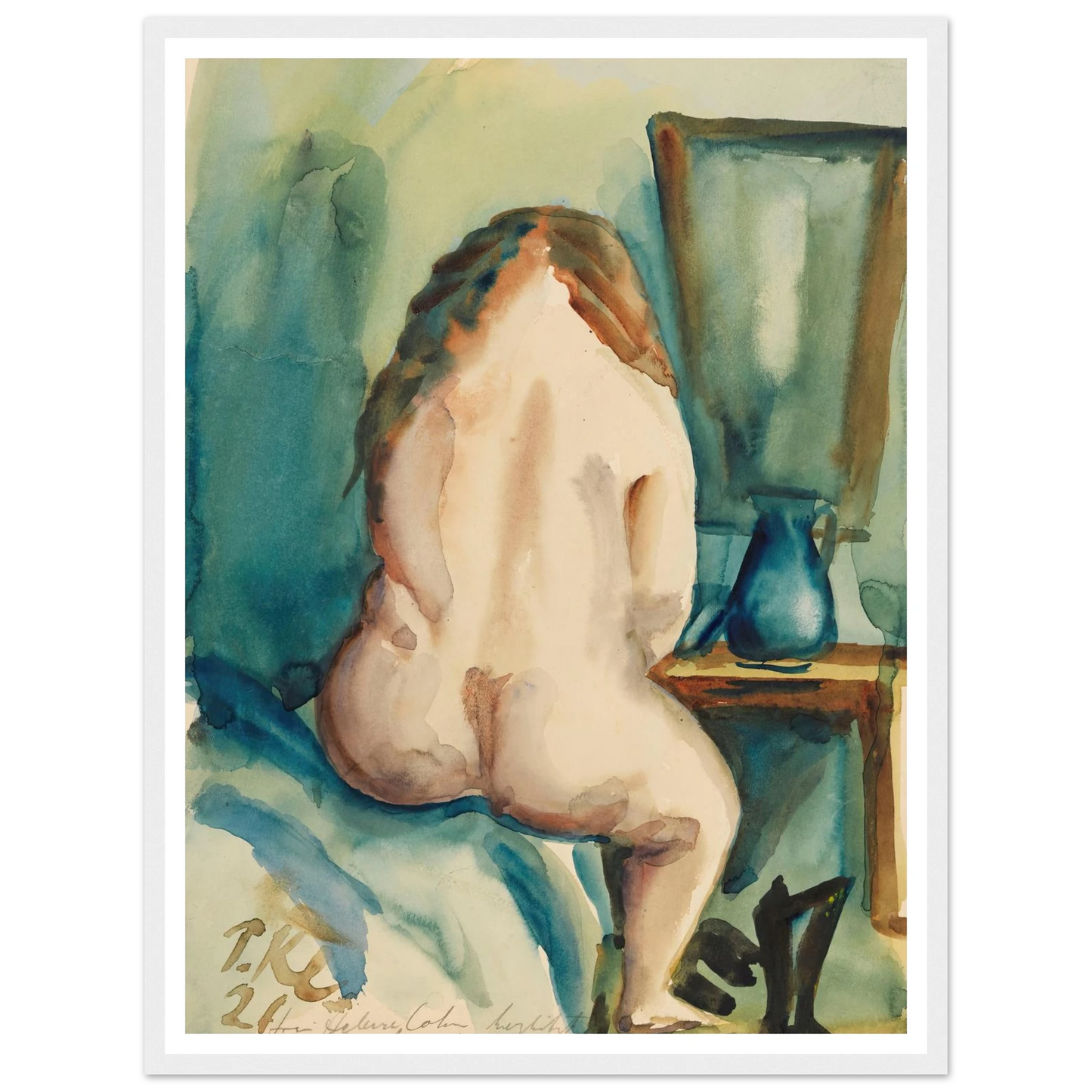 Interieur mit weiblichem Rückenakt (1921) Art Print | Paul Kleinschmidt - Framed Poster - 30x40 cm / 12x16″ - Black frame