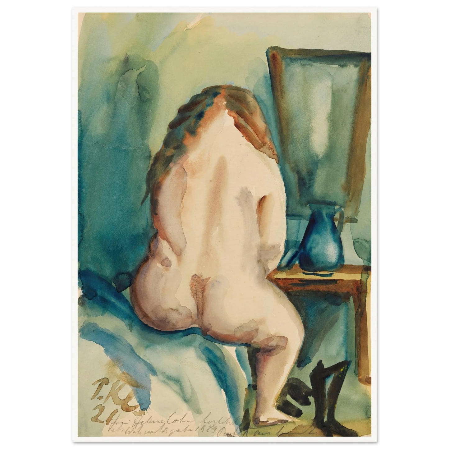 Interieur mit weiblichem Rückenakt (1921) Art Print | Paul Kleinschmidt - Framed Poster - 30x40 cm / 12x16″ - Black frame