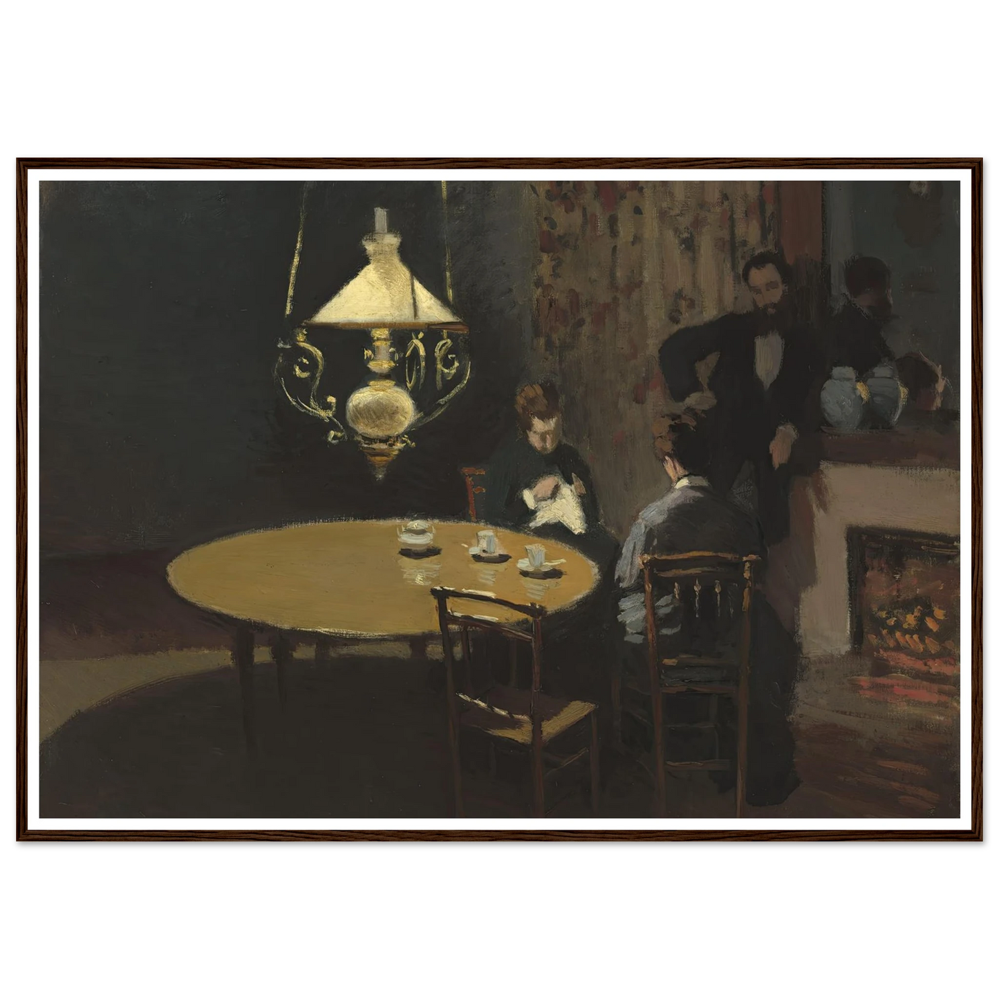 Interior, after Dinner (1868-1869) Art Print | Claude Monet - Framed Poster - 30x40 cm / 12x16″ - Black frame