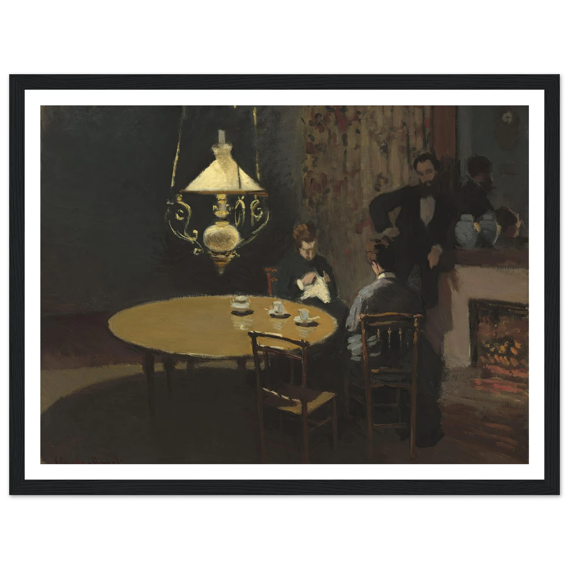 Interior, after Dinner (1868-1869) Art Print | Claude Monet - Framed Poster - 30x40 cm / 12x16″ - Black frame