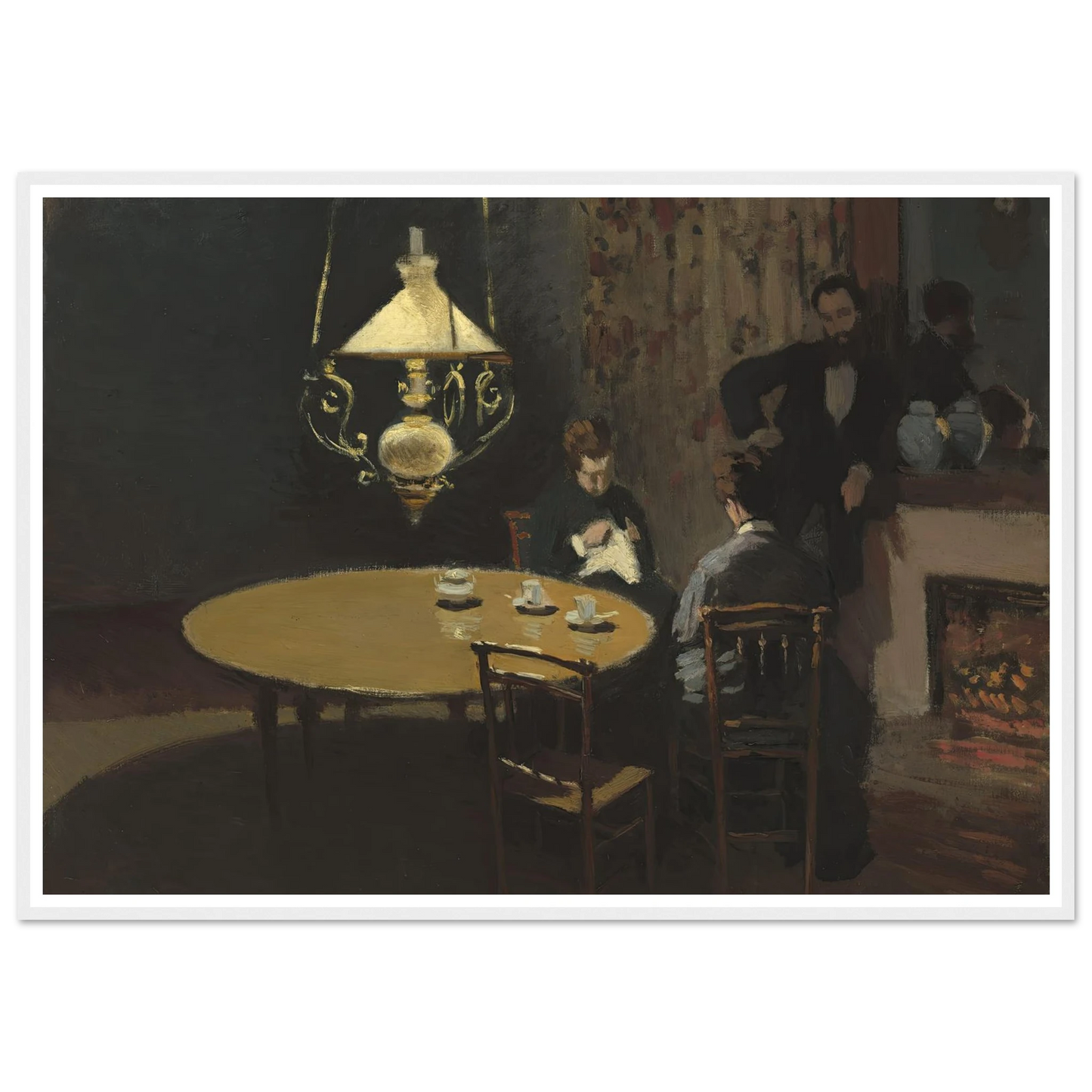 Interior, after Dinner (1868-1869) Art Print | Claude Monet - Framed Poster - 30x40 cm / 12x16″ - Black frame