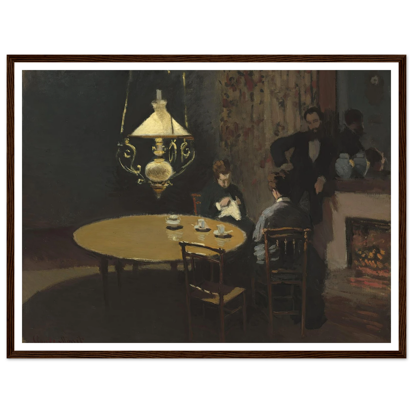 Interior, after Dinner (1868-1869) Art Print | Claude Monet - Framed Poster - 30x40 cm / 12x16″ - Black frame