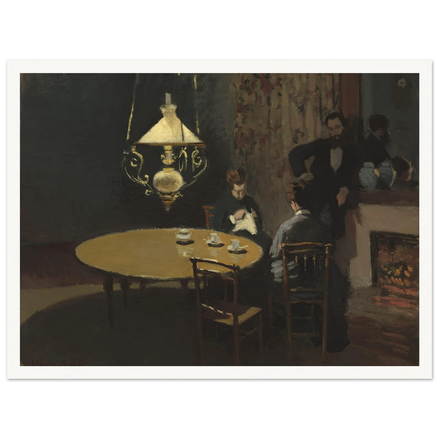 Interior, after Dinner (1868-1869) Art Print | Claude Monet - Framed Poster - 30x40 cm / 12x16″ - Black frame