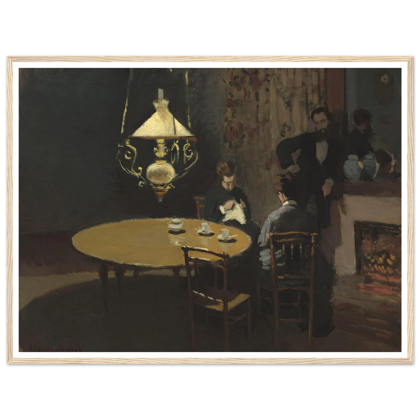 Interior, after Dinner (1868-1869) Art Print | Claude Monet - Framed Poster - 30x40 cm / 12x16″ - Black frame