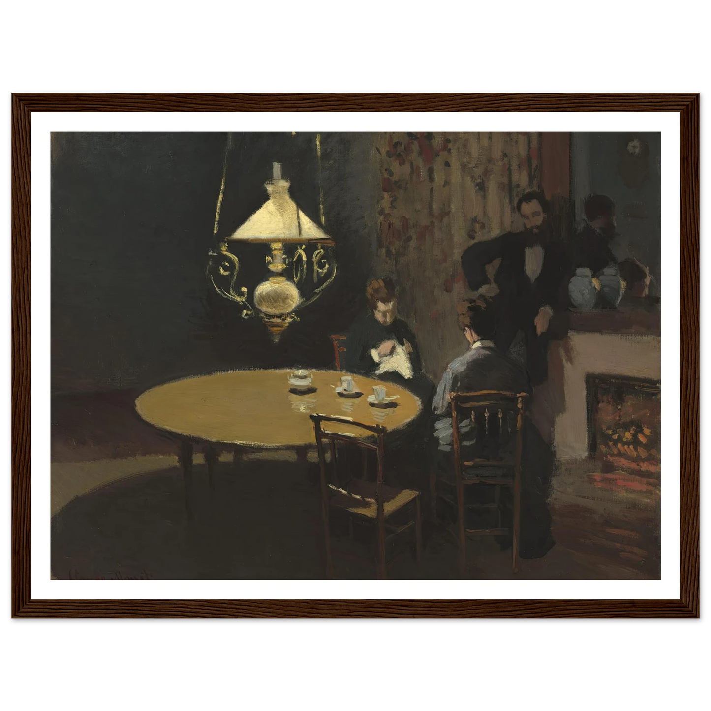 Interior, after Dinner (1868-1869) Art Print | Claude Monet - Framed Poster - 30x40 cm / 12x16″ - Black frame