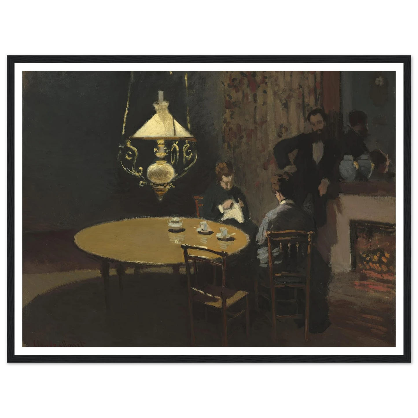 Interior, after Dinner (1868-1869) Art Print | Claude Monet - Framed Poster - 30x40 cm / 12x16″ - Black frame
