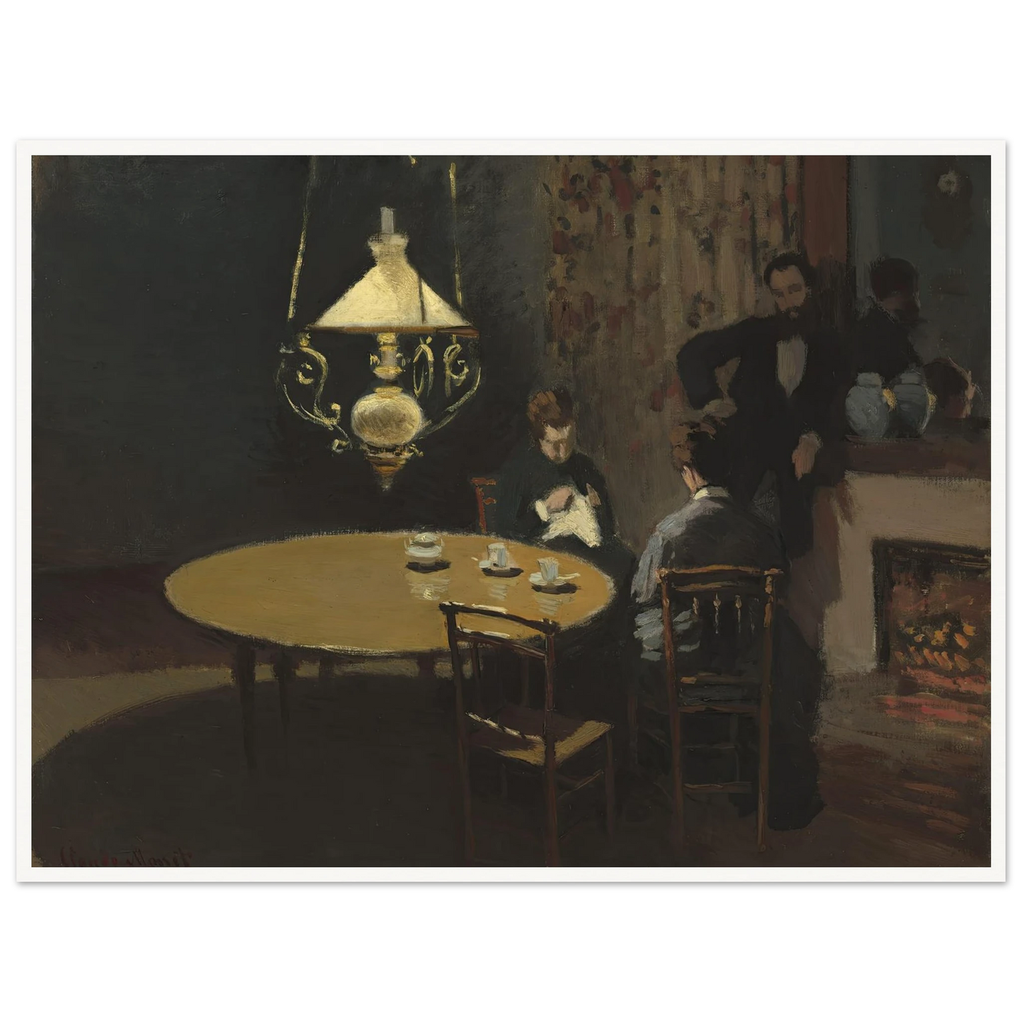 Interior, after Dinner (1868-1869) Art Print | Claude Monet - Framed Poster - 30x40 cm / 12x16″ - Black frame