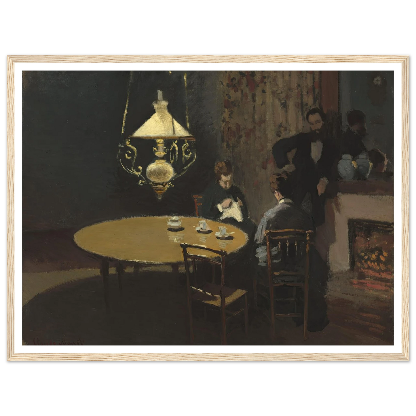 Interior, after Dinner (1868-1869) Art Print | Claude Monet - Framed Poster - 30x40 cm / 12x16″ - Black frame
