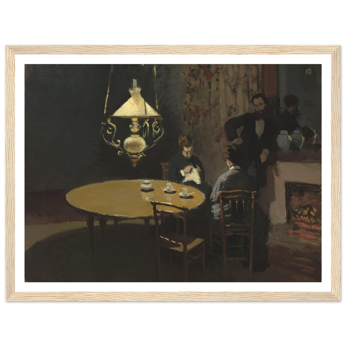 Interior, after Dinner (1868-1869) Art Print | Claude Monet - Framed Poster - 30x40 cm / 12x16″ - Black frame