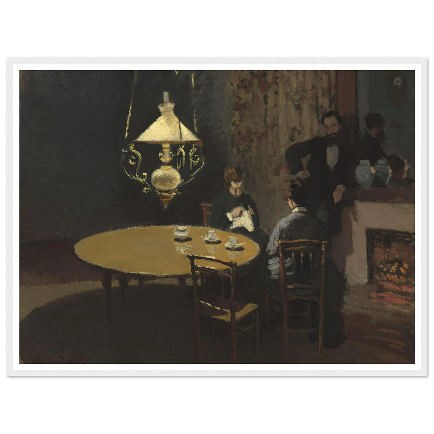 Interior, after Dinner (1868-1869) Art Print | Claude Monet - Framed Poster - 30x40 cm / 12x16″ - Black frame