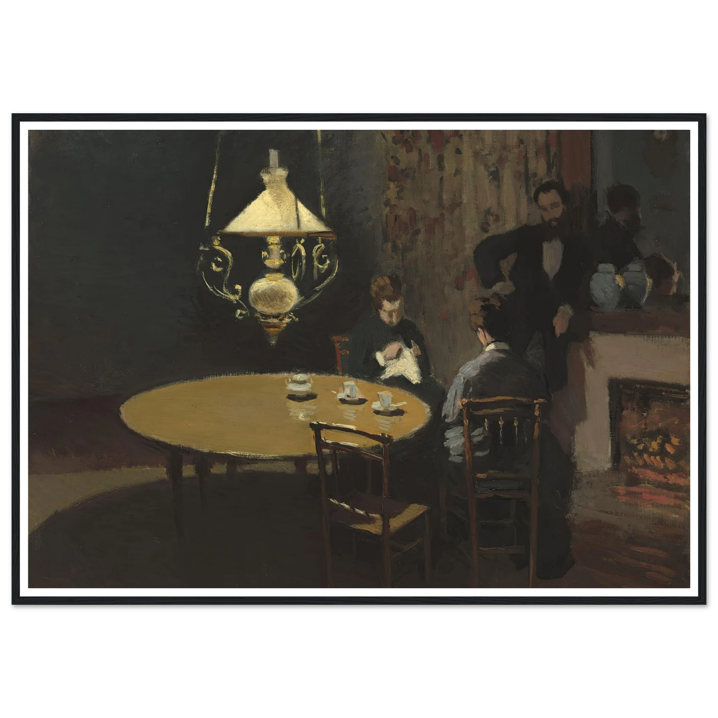 Interior, after Dinner (1868-1869) Art Print | Claude Monet - Framed Poster - 30x40 cm / 12x16″ - Black frame