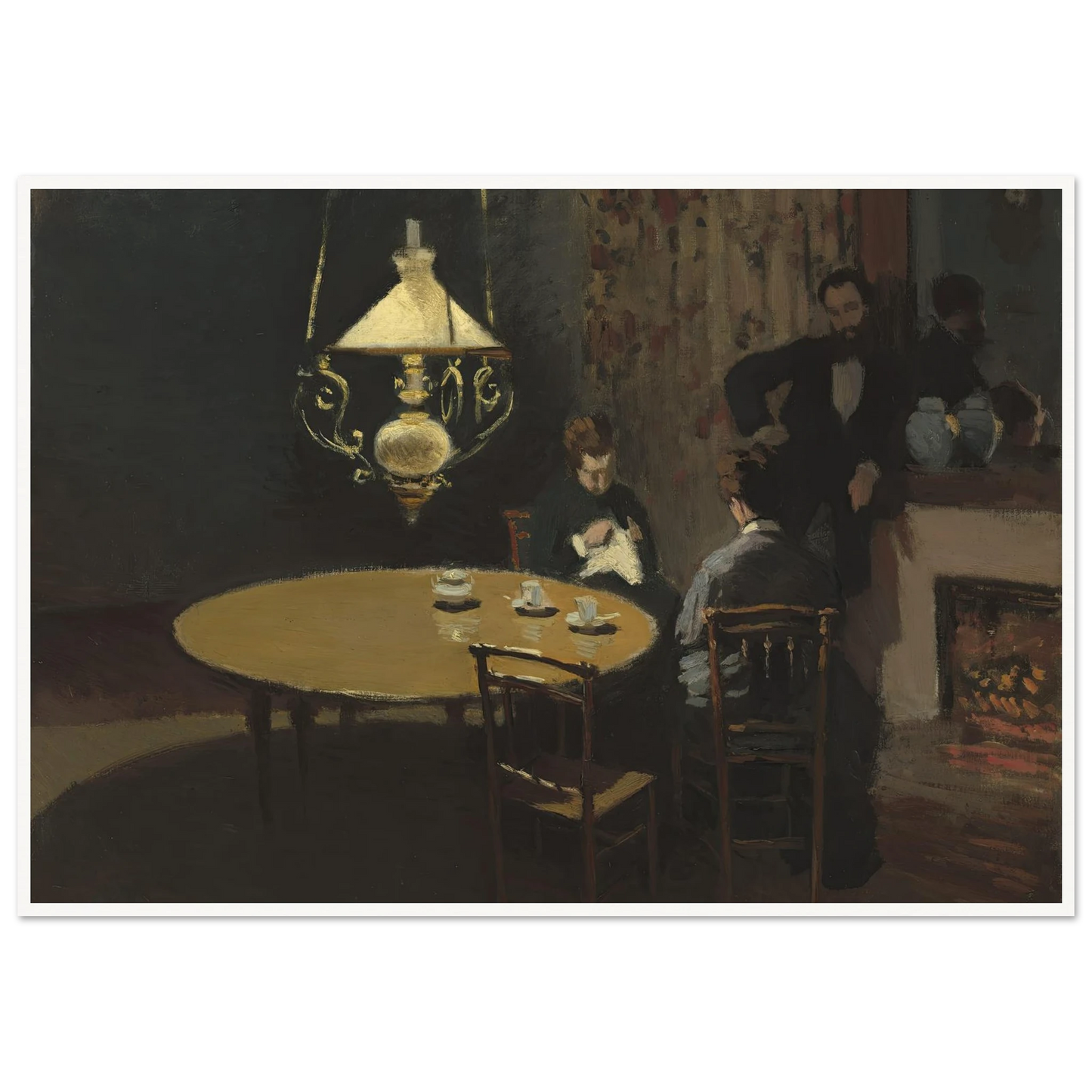 Interior, after Dinner (1868-1869) Art Print | Claude Monet - Framed Poster - 30x40 cm / 12x16″ - Black frame