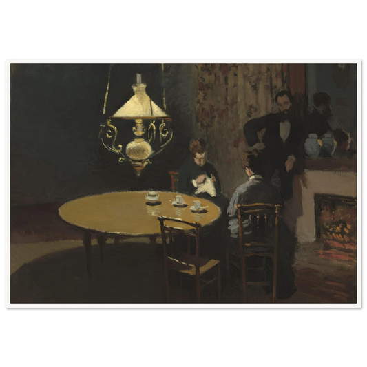 Interior, after Dinner (1868-1869) Art Print | Claude Monet - Framed Poster - 30x40 cm / 12x16″ - Black frame