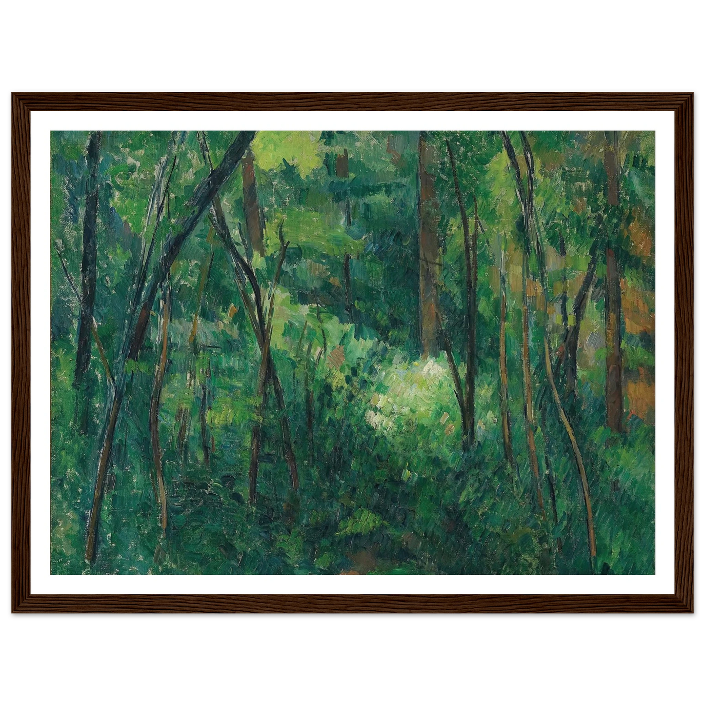 Interior of a forest (1880 - 1890) Art Print | Paul Cezanne - Framed Poster - 30x40 cm / 12x16″ - Black frame