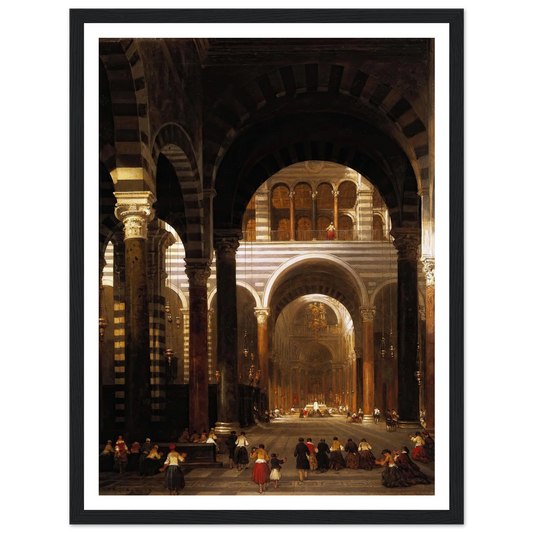 Interior of the Cathedral, Pisa. (1859) Art Print | David Roberts - Framed Poster - 30x40 cm / 12x16″ - Black frame