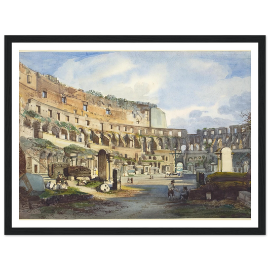 Interior of the Colosseum Art Print | Ippolito Caffi - Framed Poster - 30x40 cm / 12x16″ - Black frame