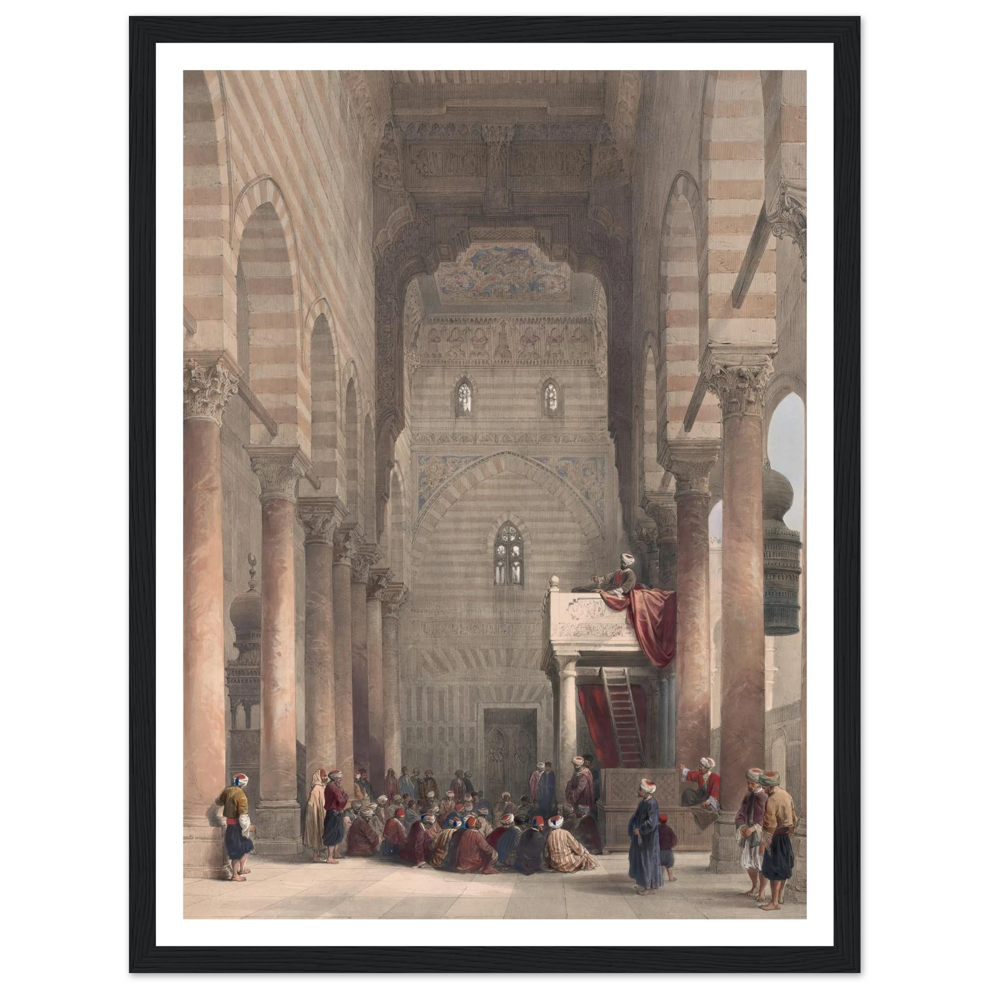 Interior of the mosque of the Metwalys [Metwalis]. (1846-1849) Art Print | David Roberts - Framed Poster - 30x40 cm / 12x16″ - Black frame