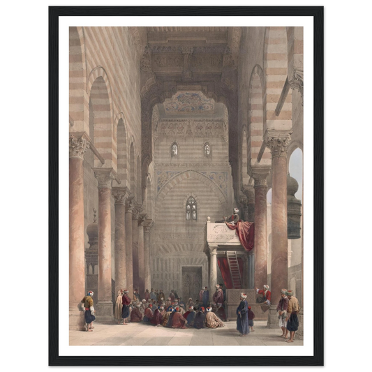 Interior of the mosque of the Metwalys [Metwalis]. (1846-1849) Art Print | David Roberts - Framed Poster - 30x40 cm / 12x16″ - Black frame