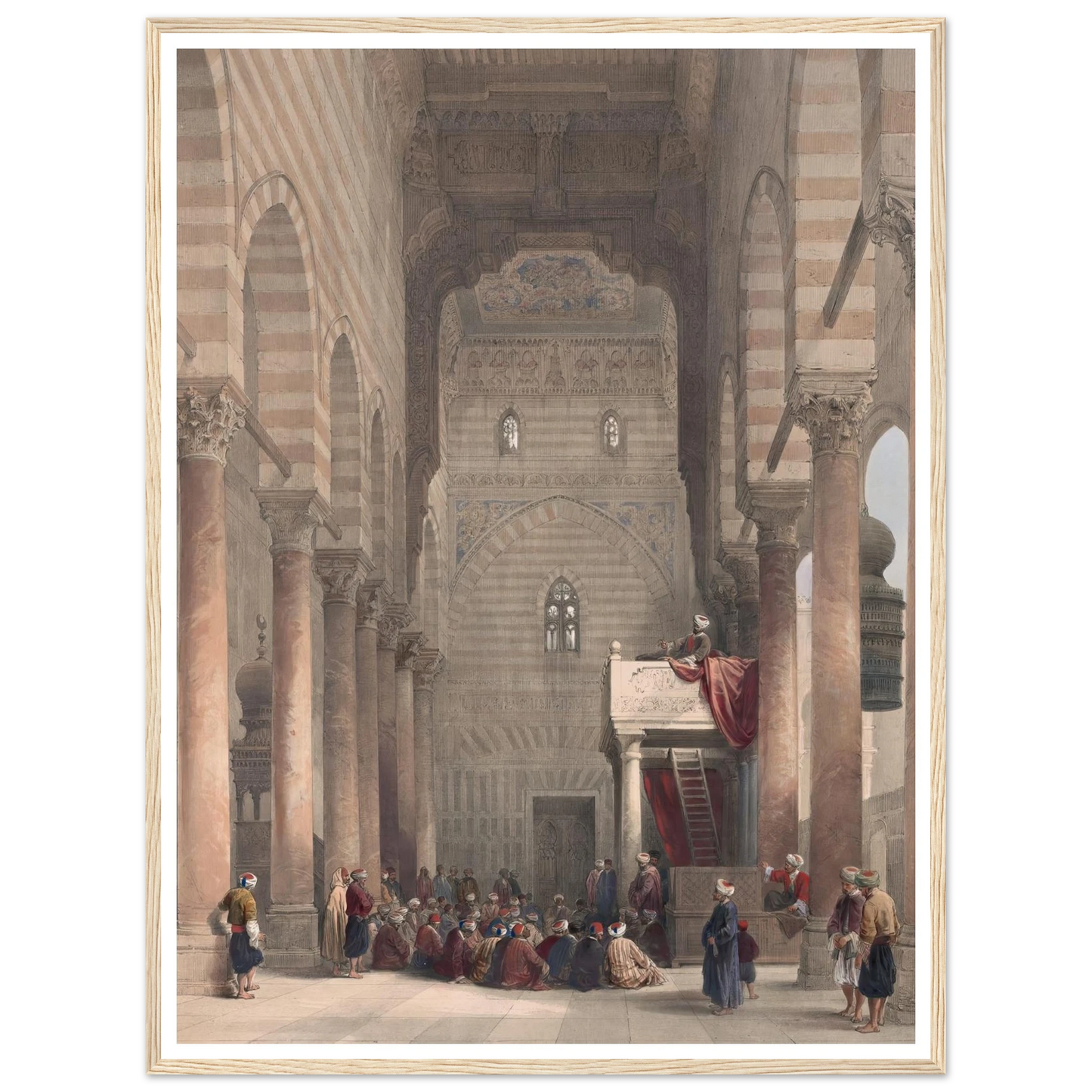 Interior of the mosque of the Metwalys [Metwalis]. (1846-1849) Art Print | David Roberts - Framed Poster - 30x40 cm / 12x16″ - Black frame